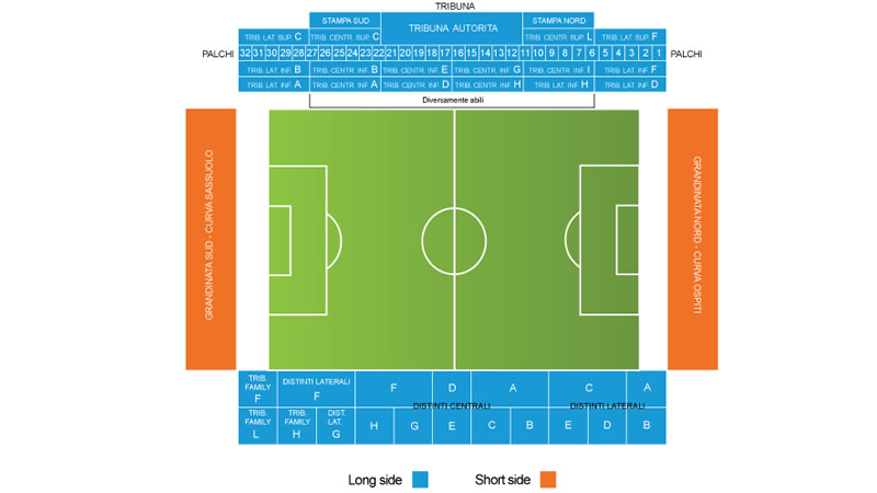 MAPEI Stadium, Reggio Emilia, Italy Seating Plan