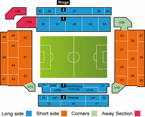 Stade Geoffroy Guichard, Saint-Etienne, France Seating Plan