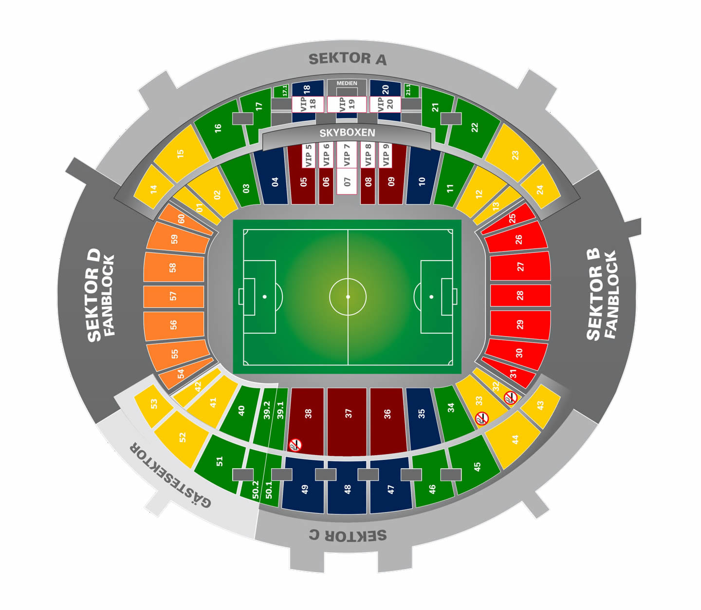 Red Bull Arena, Leipzig, Germany Seating Plan