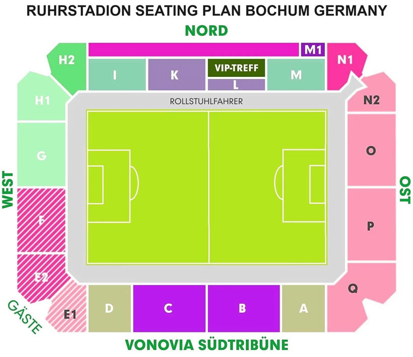 Vonovia Ruhrstadion , Bochum, Germany Seating Plan