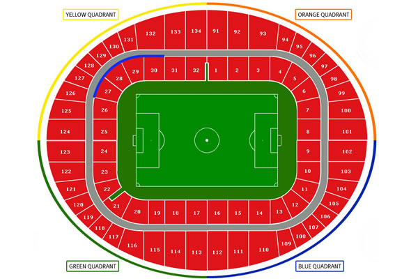 Emirates stadium, London, United Kingdom Seating Plan