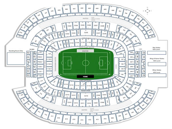 AT and T Stadium, Arlington, Texas, United States Seating Plan