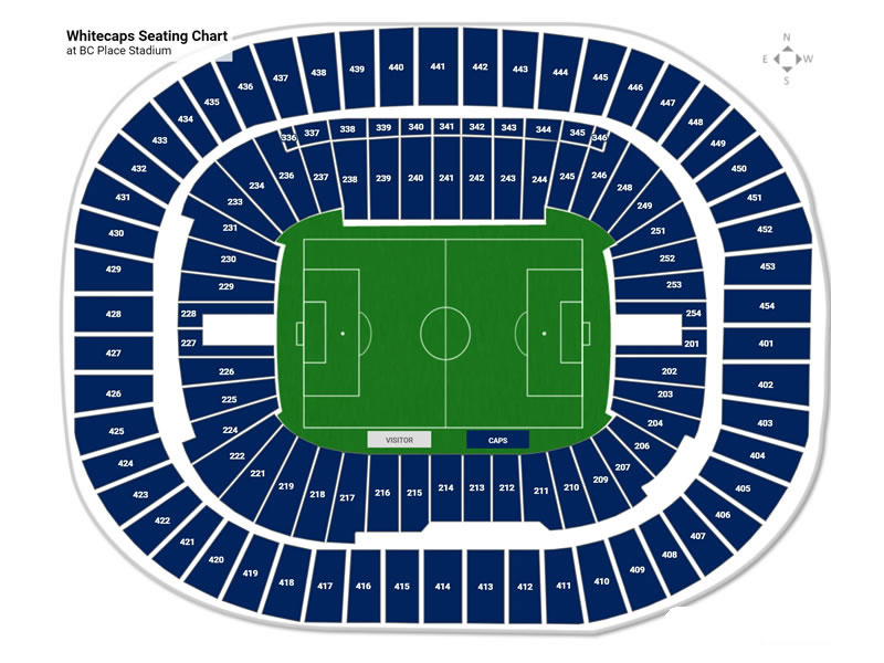 BC Place Stadium, Vancouver, Canada Seating Plan