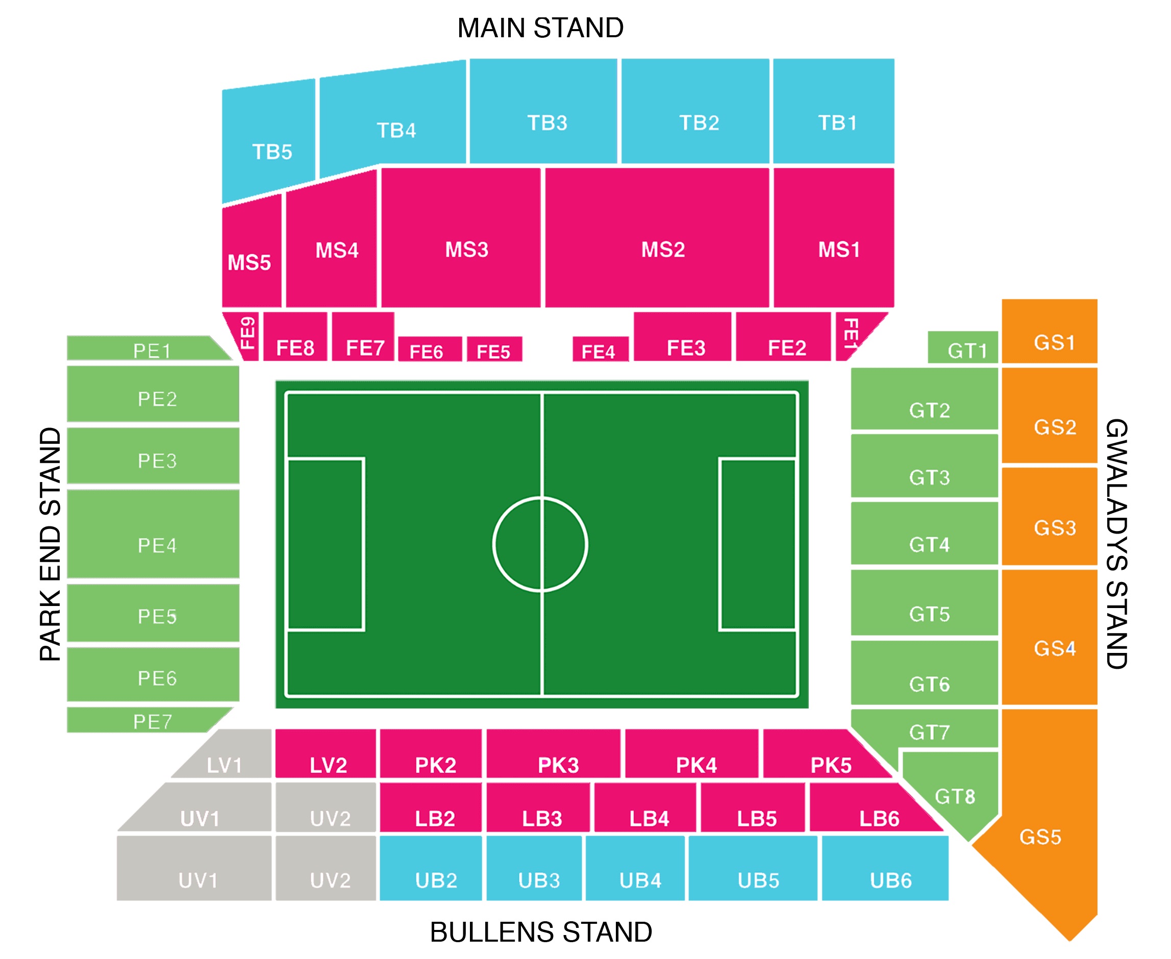 Goodison Park Stadium , Liverpool, United Kingdom Seating Plan