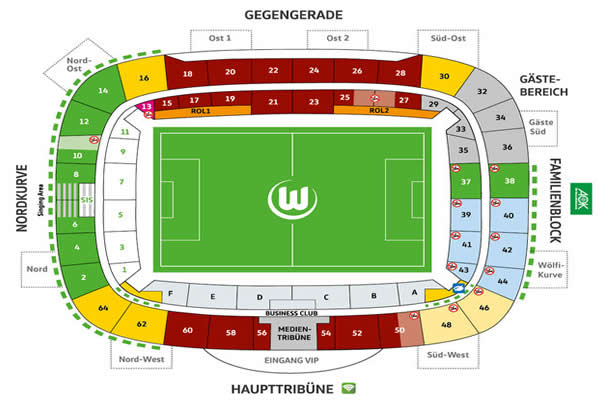 Volkswagen Arena, Wolfsburg, Germany Seating Plan