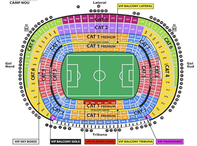 Camp Nou, Barcelona, Spain Seating Plan