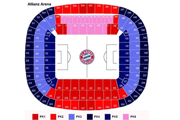 Fußball Arena München, Munich, Bavaria, Germany Seating Plan