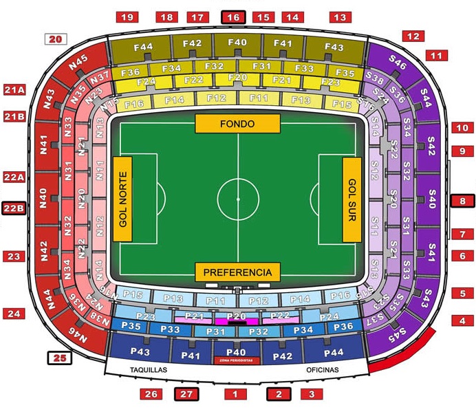 Estadio Ramon Sanchez Pizjua, Sevilla, Spain Seating Plan