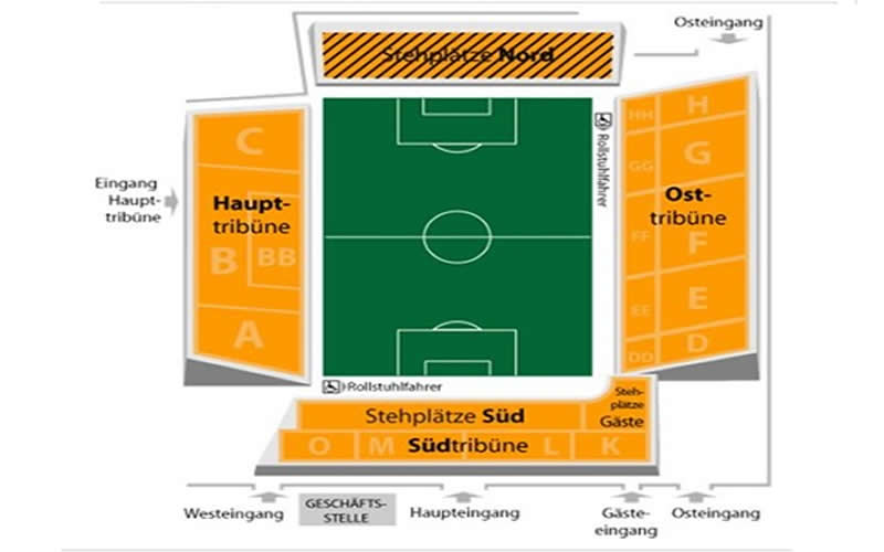 Schwarzwald-Stadion, Freiburg, Germany Seating Plan